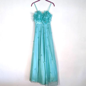 Gorgeous Tiffany Blue Floral Fairycore Prom Formal Dress Bee Darlin